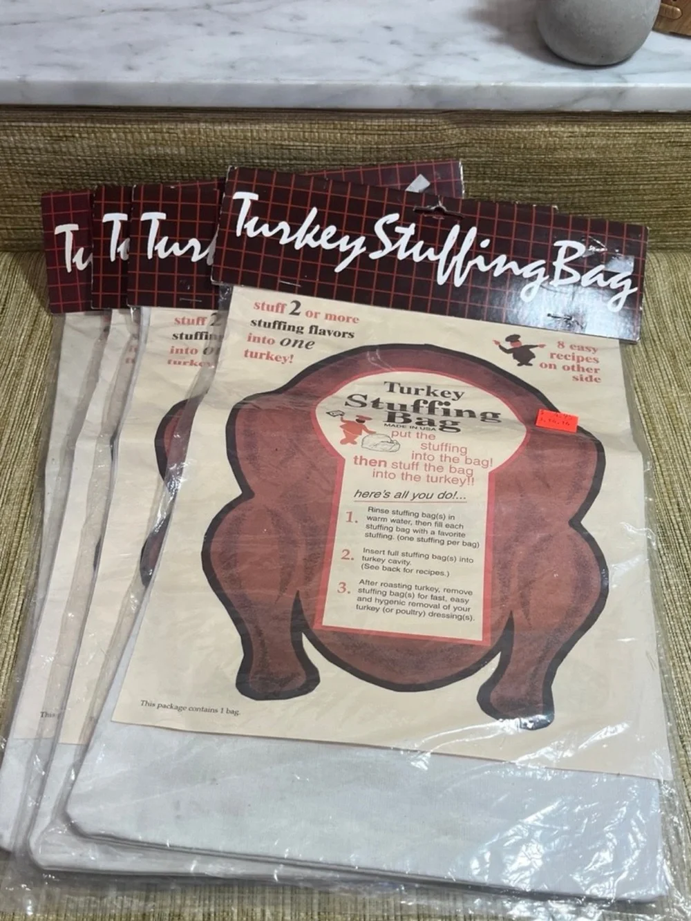 Turkey Stuffing Bag Set - Beige and Brown lot of 4aug